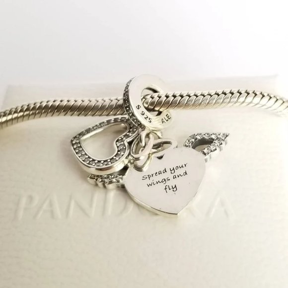 Pandora Heart and Angel Wings Dangle Charm - Picture 5 of 5